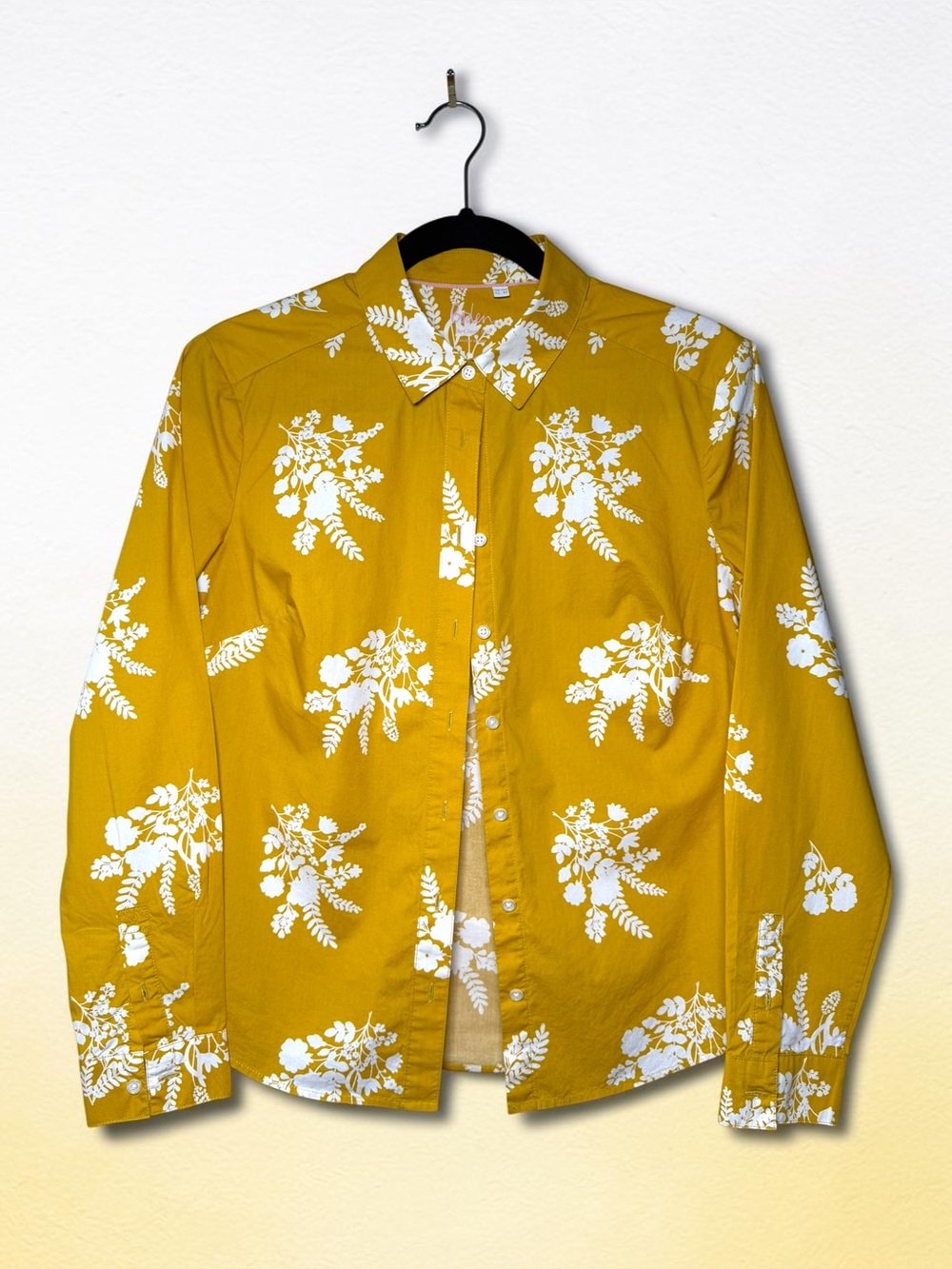 Boden Classic Women’s Mustard Floral Button-Down Oxford Shirt Size 8P - Picture 5 of 9